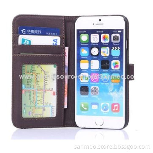 Leather case for iPhone 6, comfortable waterproof, trellis design wallet with photo frameNew